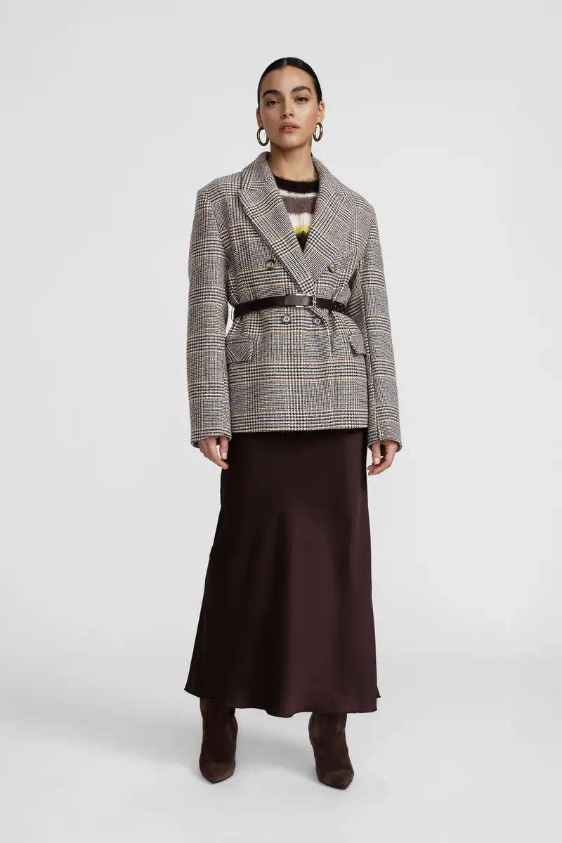 Gonna lunga svasata tinta unita vita alta miniatura 2