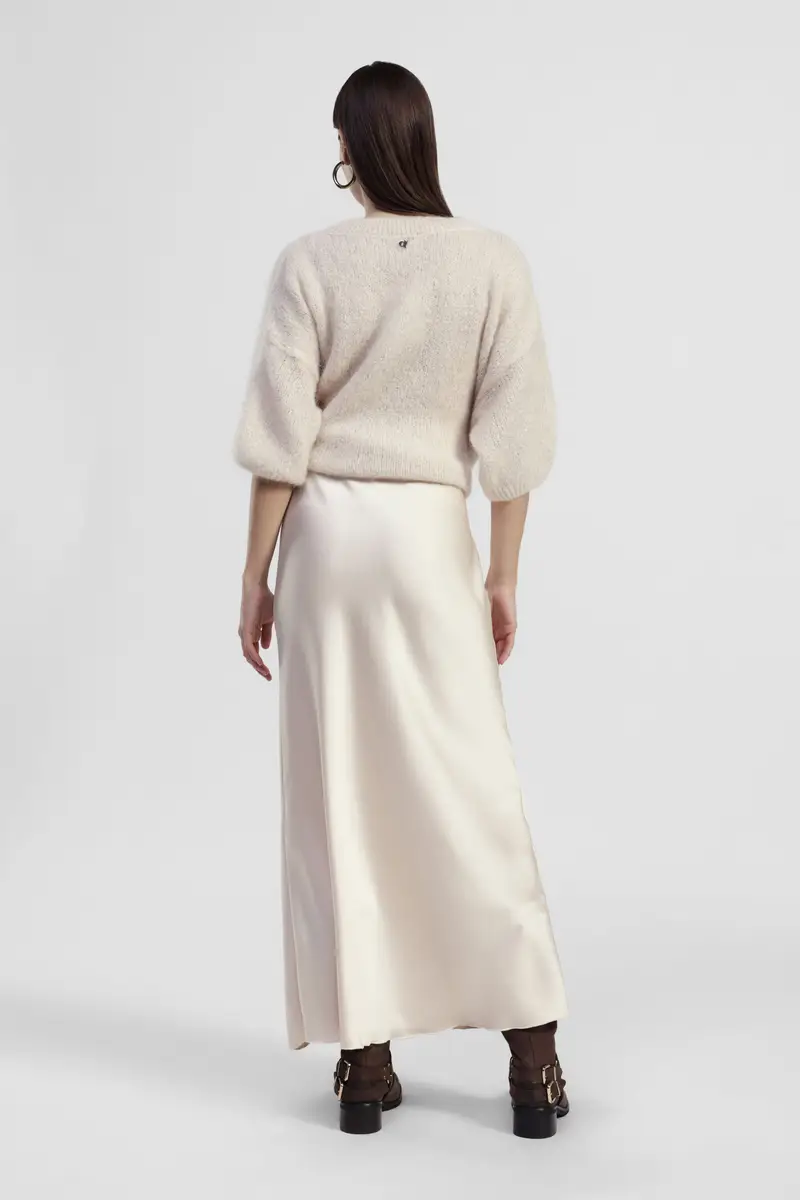 Gonna lunga svasata tinta unita vita alta miniatura 3