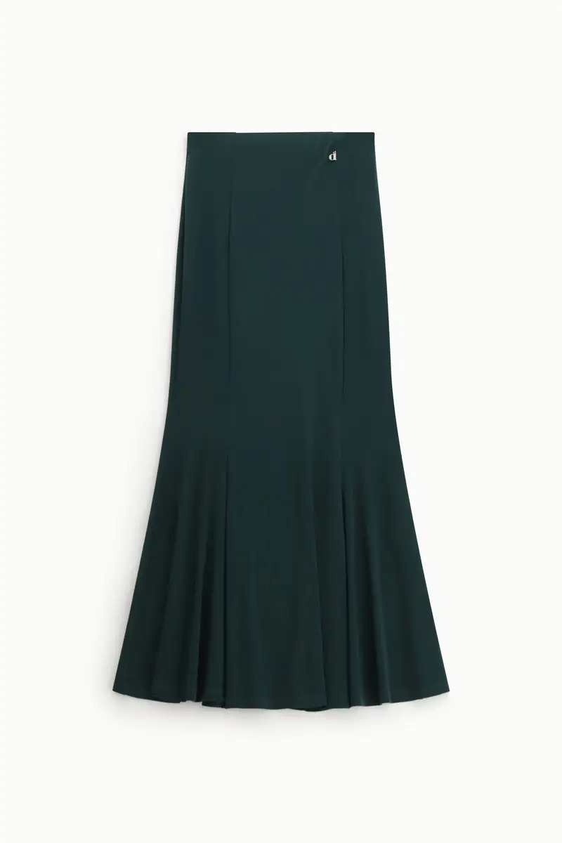 Gonna lunga svasata vita alta con dettaglio logo