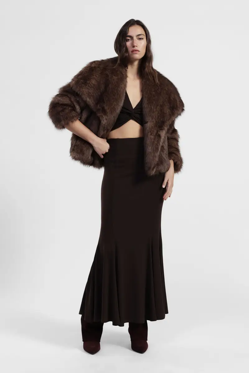 Gonna lunga svasata vita alta con dettaglio logo miniatura 3