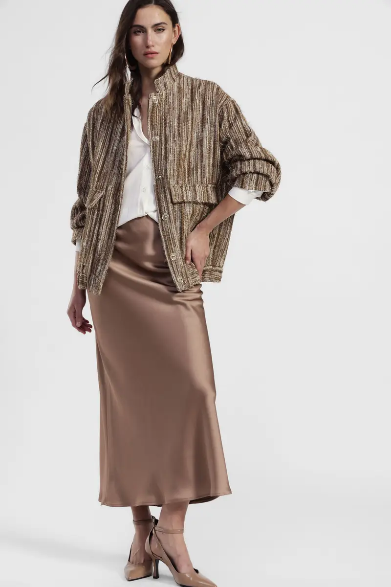 Gonna lunga taglio svasato tinta unita miniatura 2