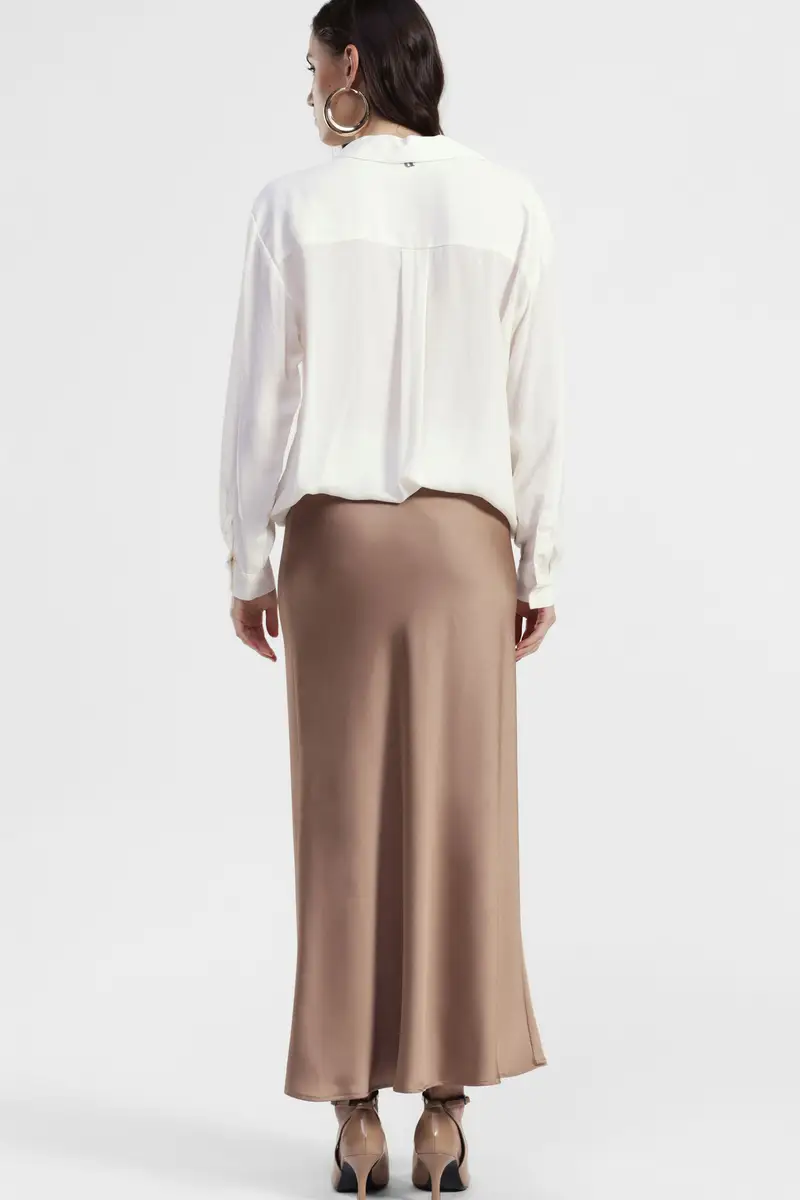 Gonna lunga taglio svasato tinta unita miniatura 3