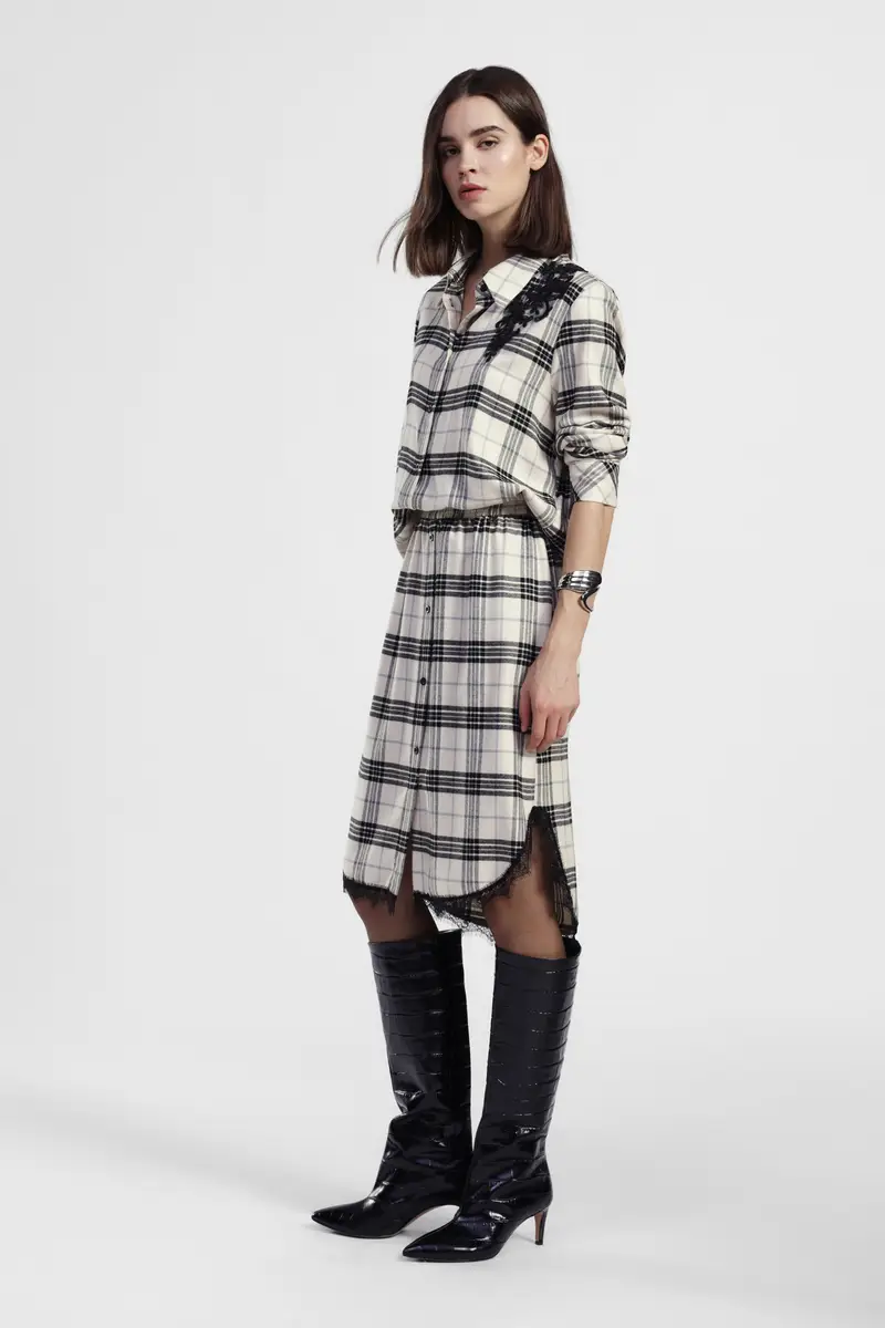 Gonna media a quadri con bordo in pizzo miniatura 2