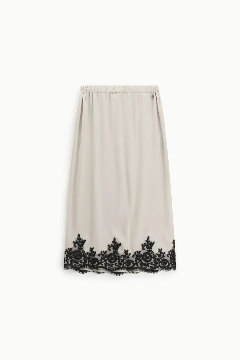 Gonna media con elastico e bordo in pizzo