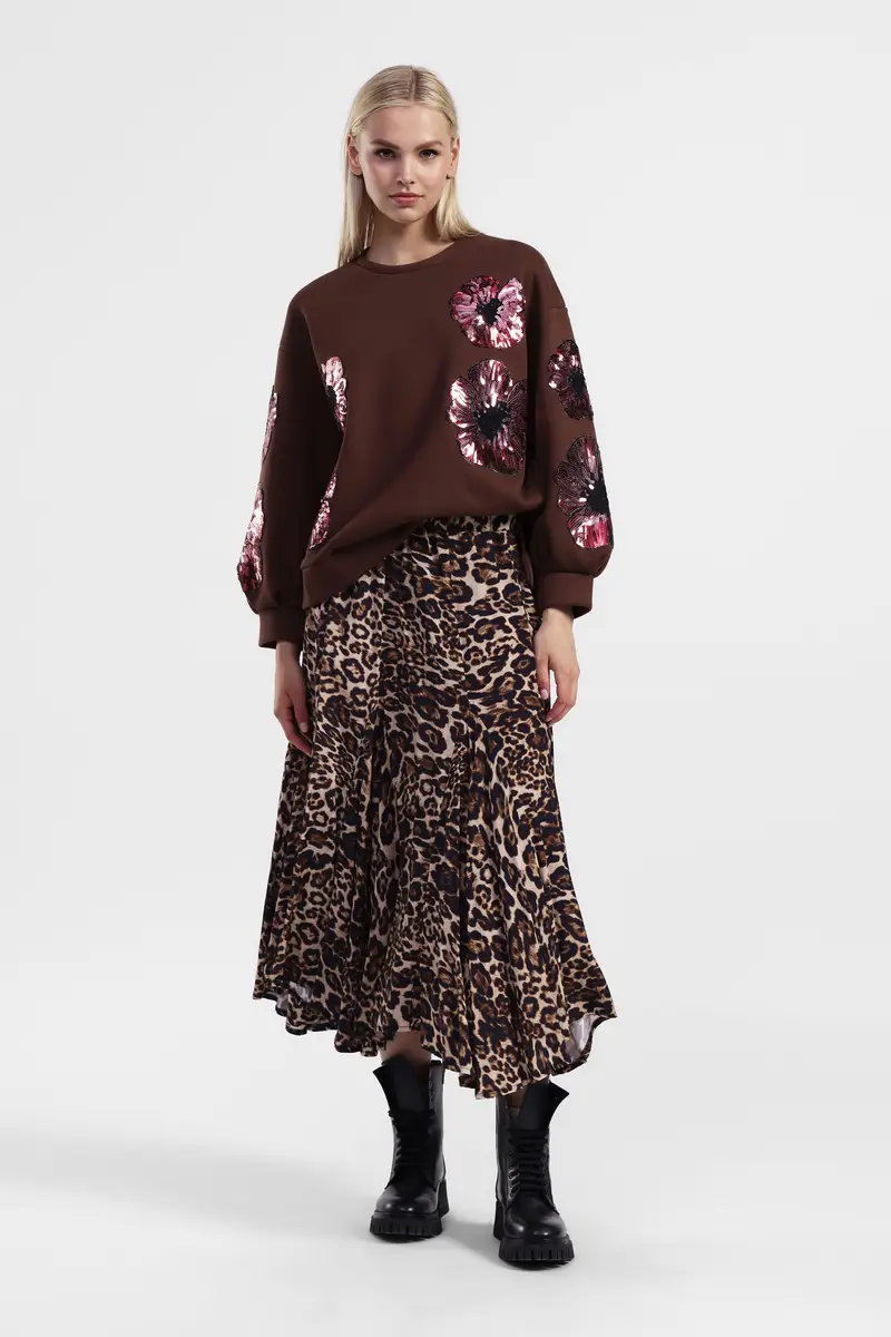 Gonna mid-lunghezza stampa animalier miniatura 2