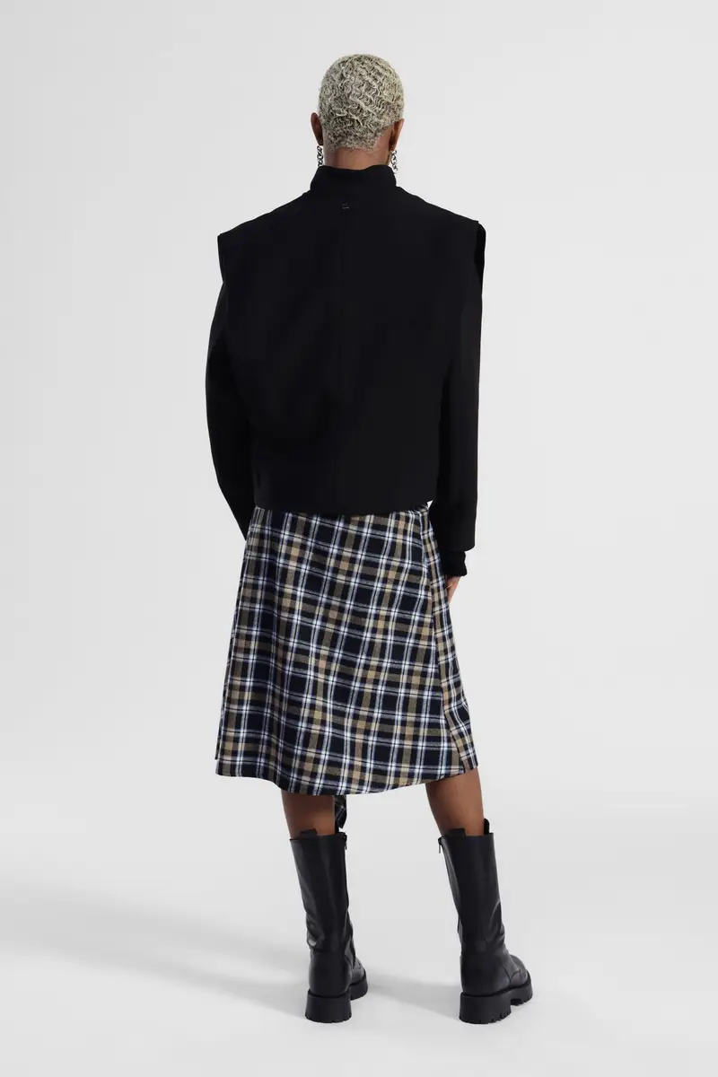 Gonna midi a portafoglio con motivo a quadri miniatura 3