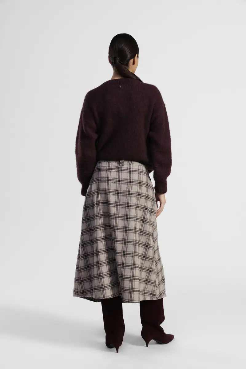 Gonna midi a vita alta con motivo a quadri miniatura 3