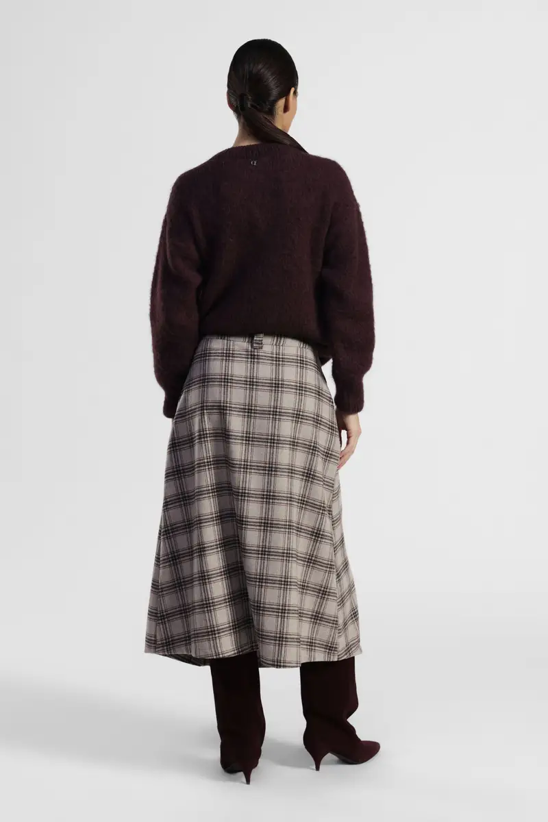 Gonna midi a vita alta con motivo a quadri miniatura 3