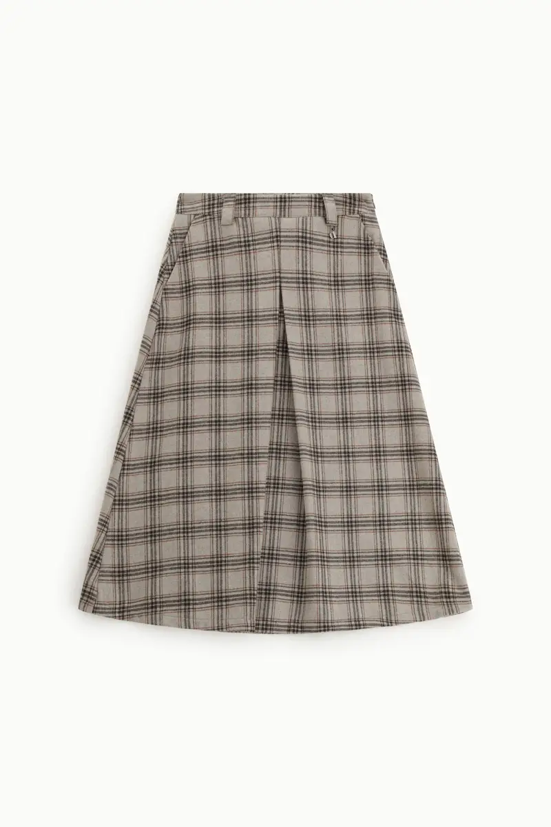 Gonna midi a vita alta con motivo a quadri