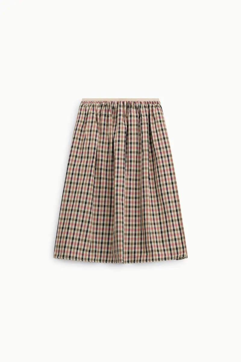 Gonna midi a vita alta con motivo a quadri