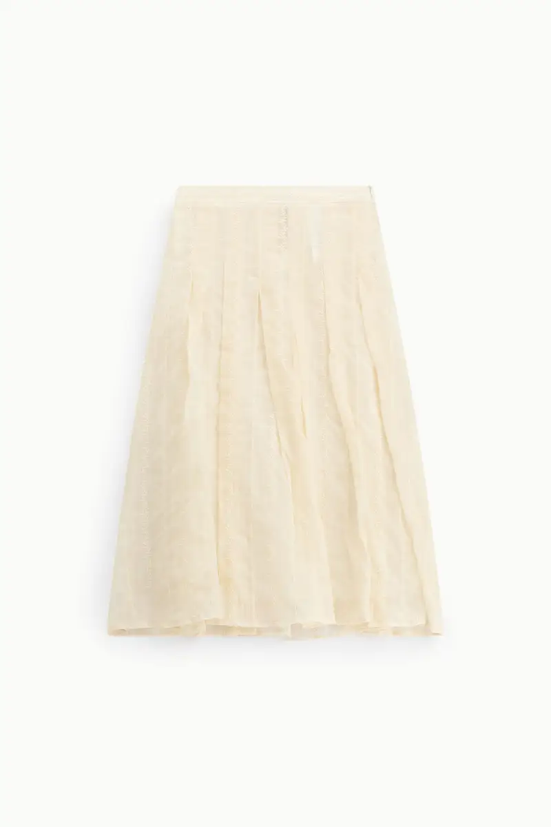 Gonna midi a vita alta con pieghe