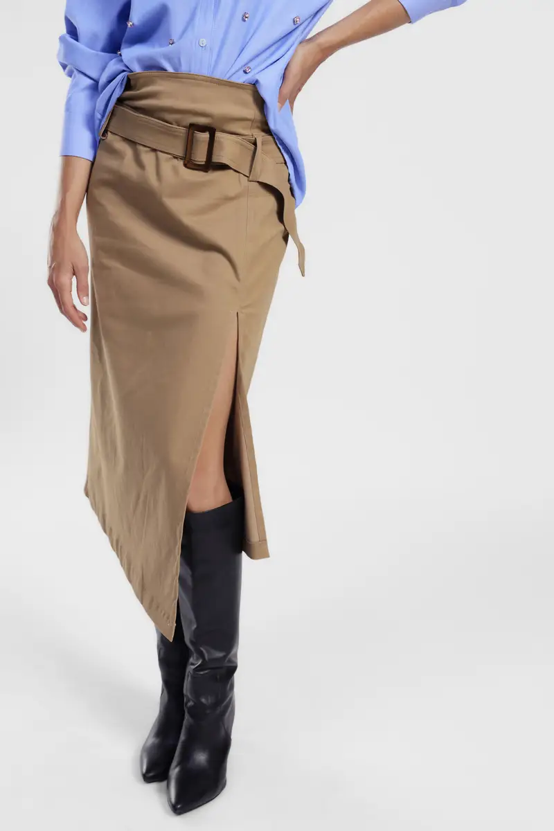 Gonna midi asimmetrica con spacco e cintura miniatura 4