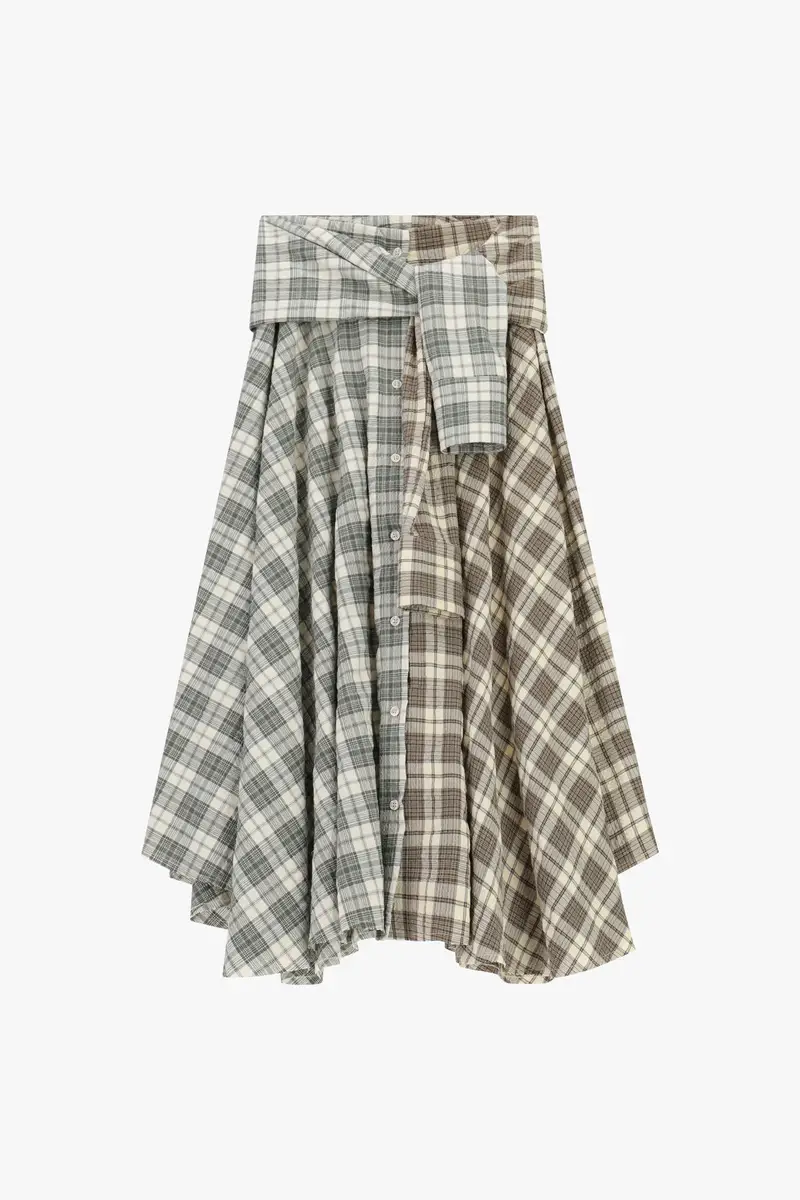 Gonna midi asimmetrica fantasia a quadri