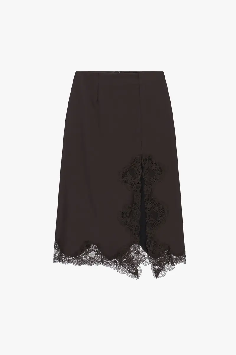 Gonna midi con bordo in pizzo e spacco