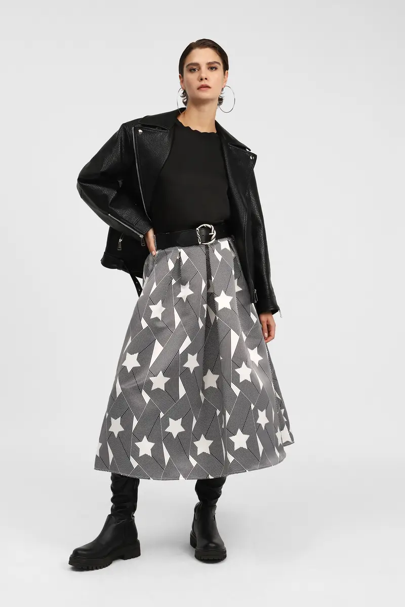 Gonna midi con motivo a stelle miniatura 2