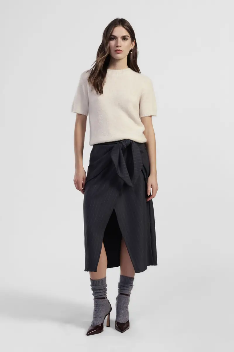 Gonna midi con nodo frontale e spacco miniatura 2