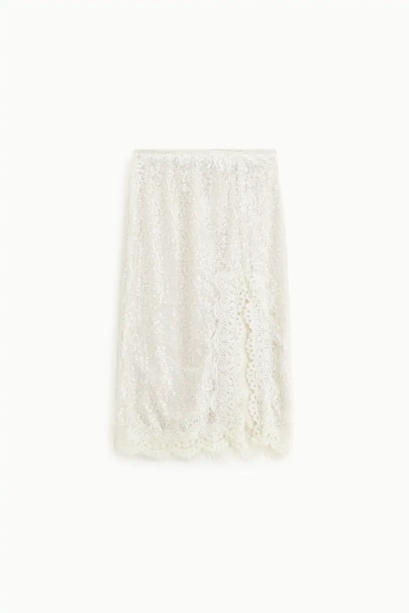 Gonna midi con paillettes e bordo in pizzo
