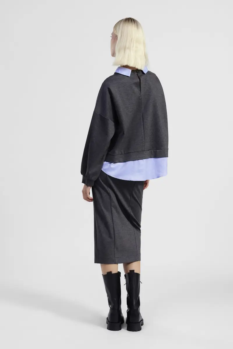 Gonna midi con spacco anteriore e vita alta miniatura 3