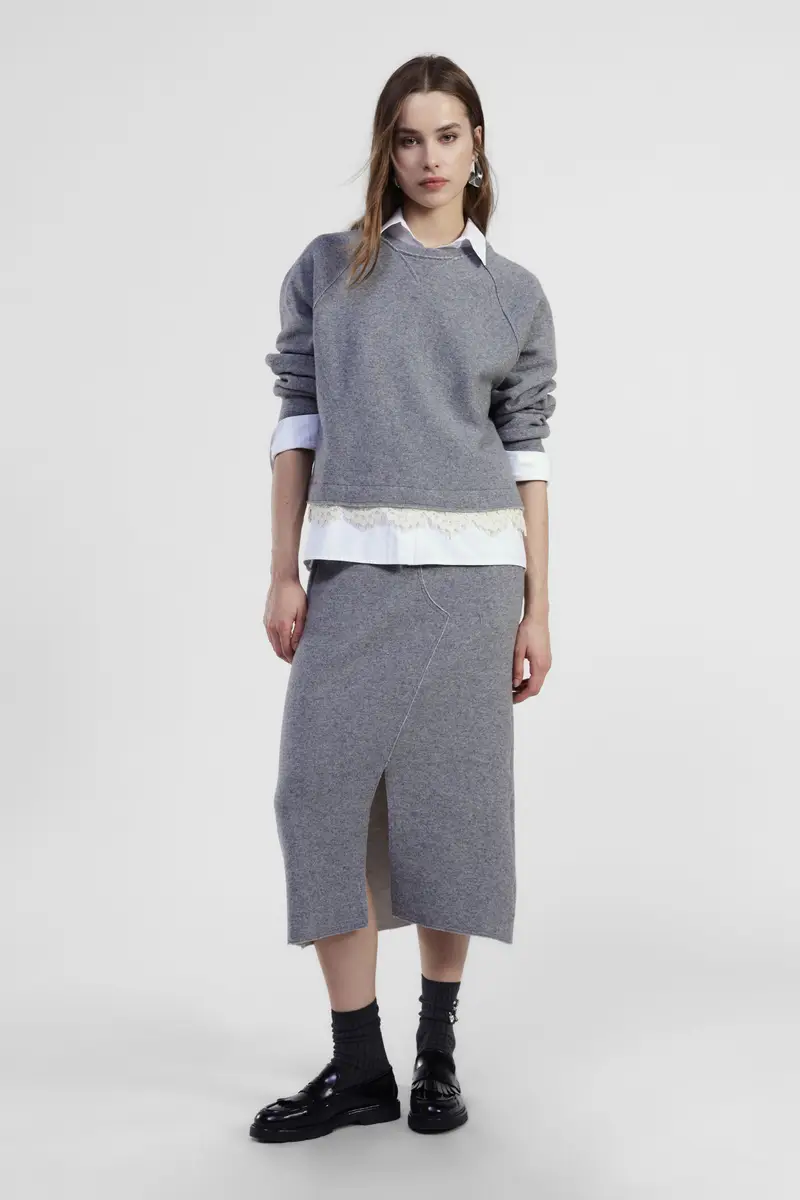 Gonna midi con spacco frontale e tasche miniatura 2