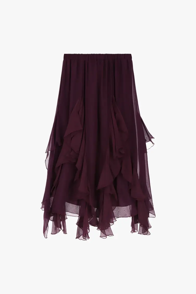 Gonna midi con volant asimmetrici a strati
