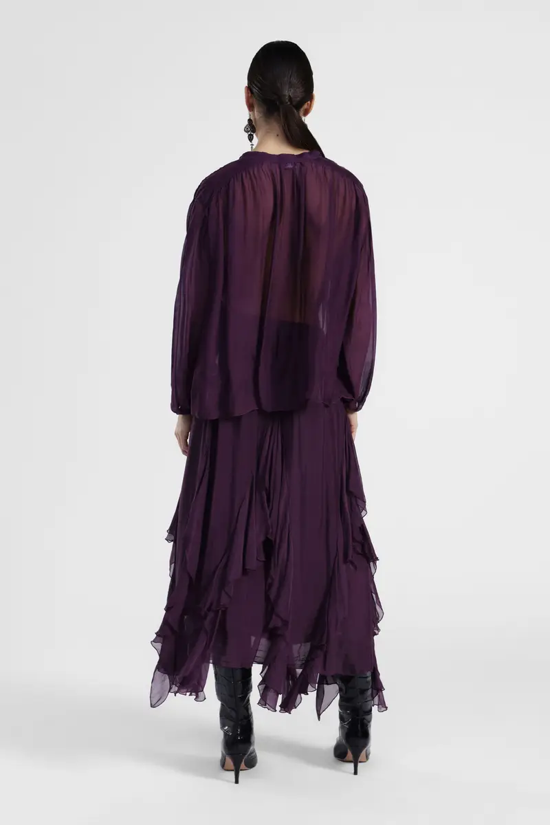 Gonna midi con volant asimmetrici a strati miniatura 3