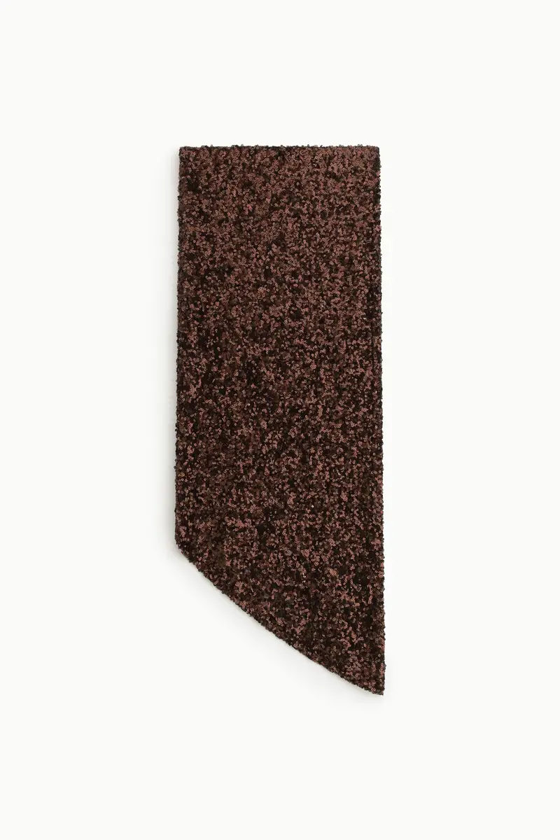 Gonna midi paillettes con spacco asimmetrico