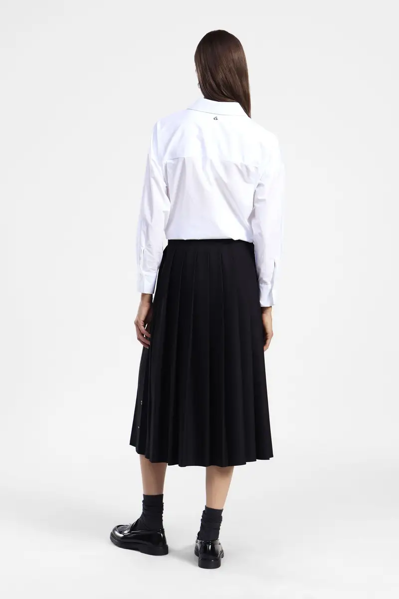 Gonna midi plissé vita alta con dettagli applicati miniatura 3