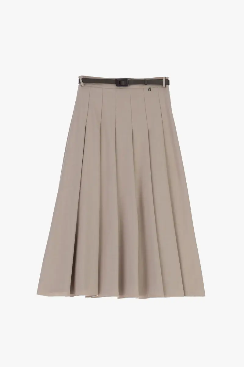 Gonna midi plissettata con cintura alta