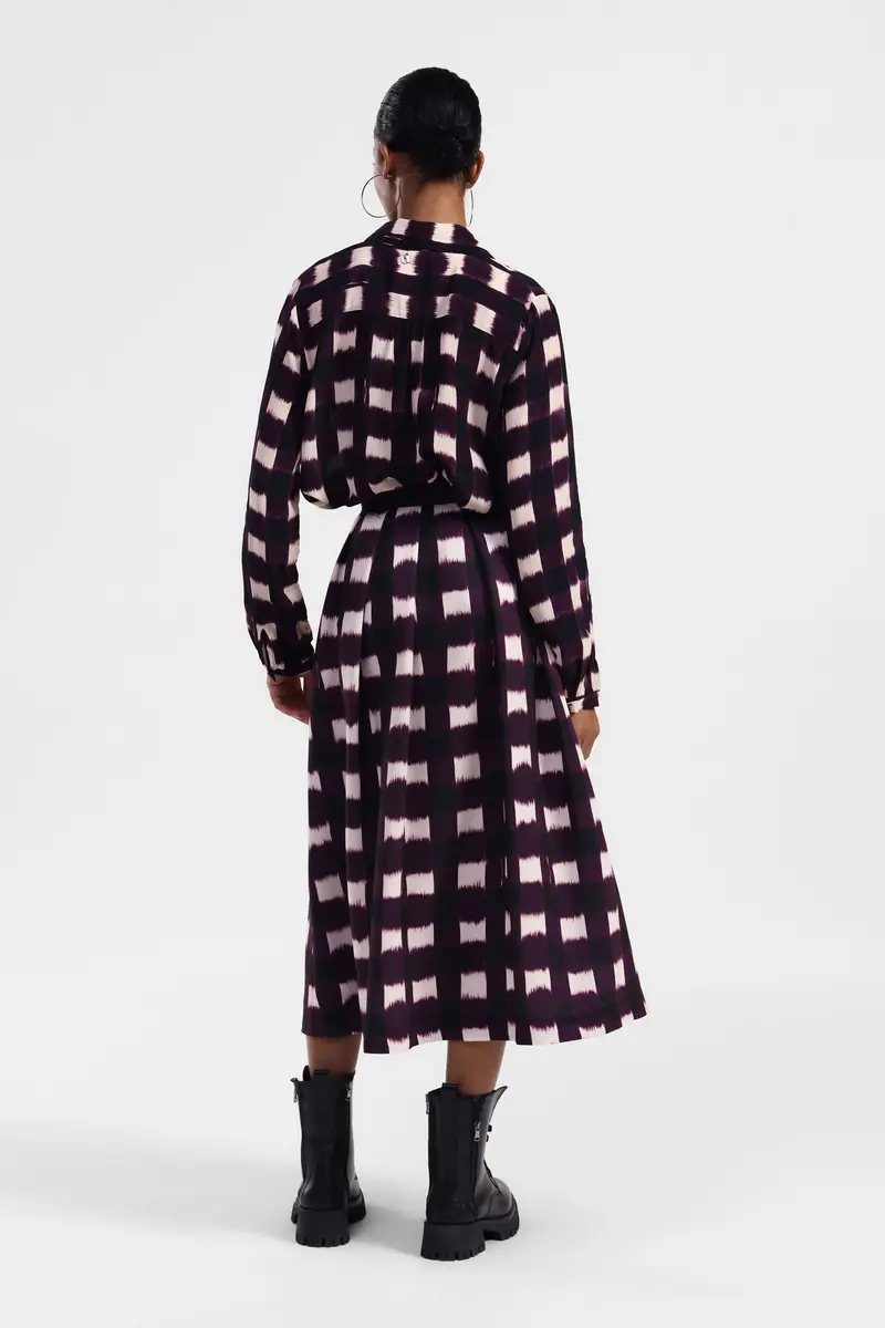 Gonna midi stampata a vita alta miniatura 3