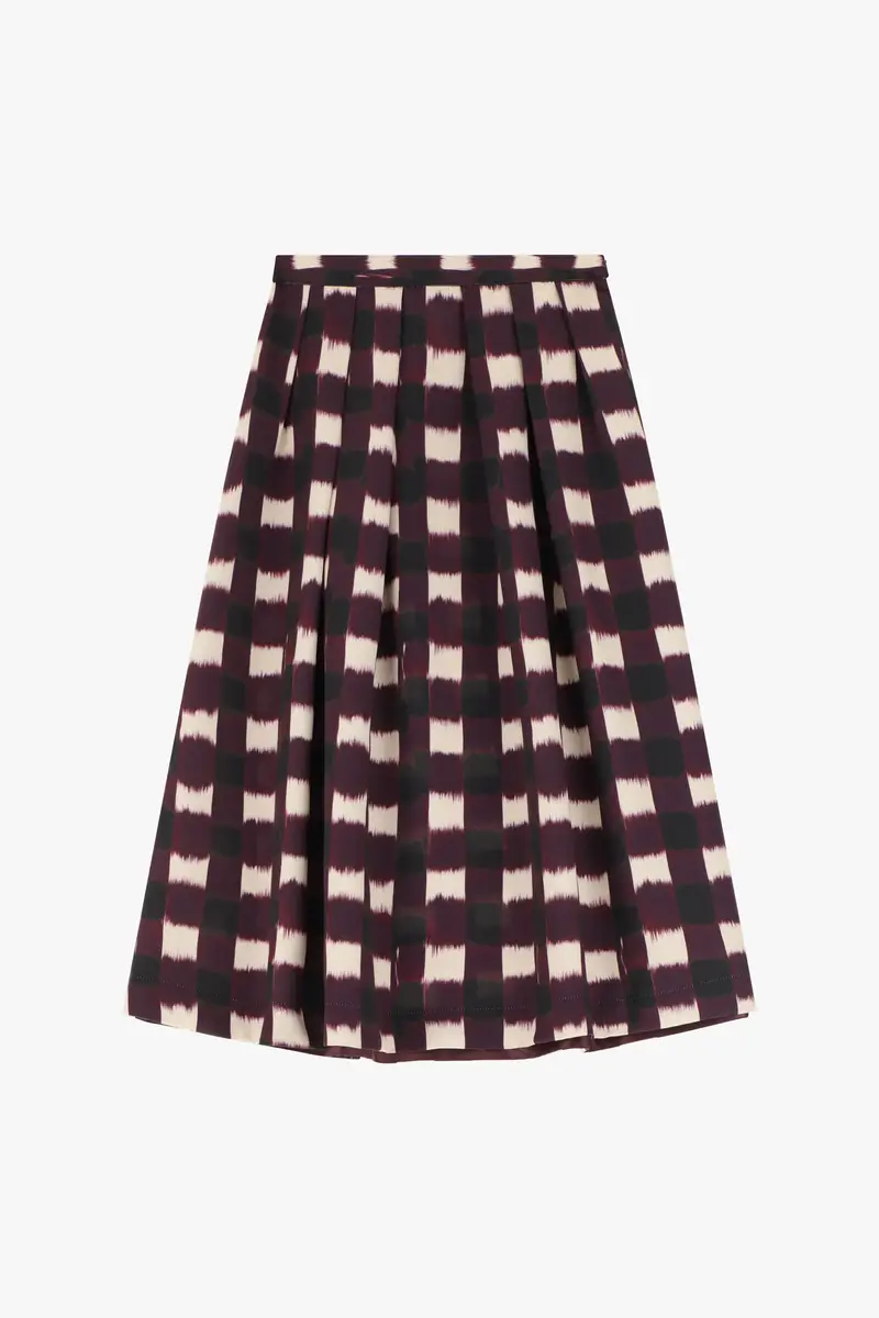 Gonna midi stampata a vita alta