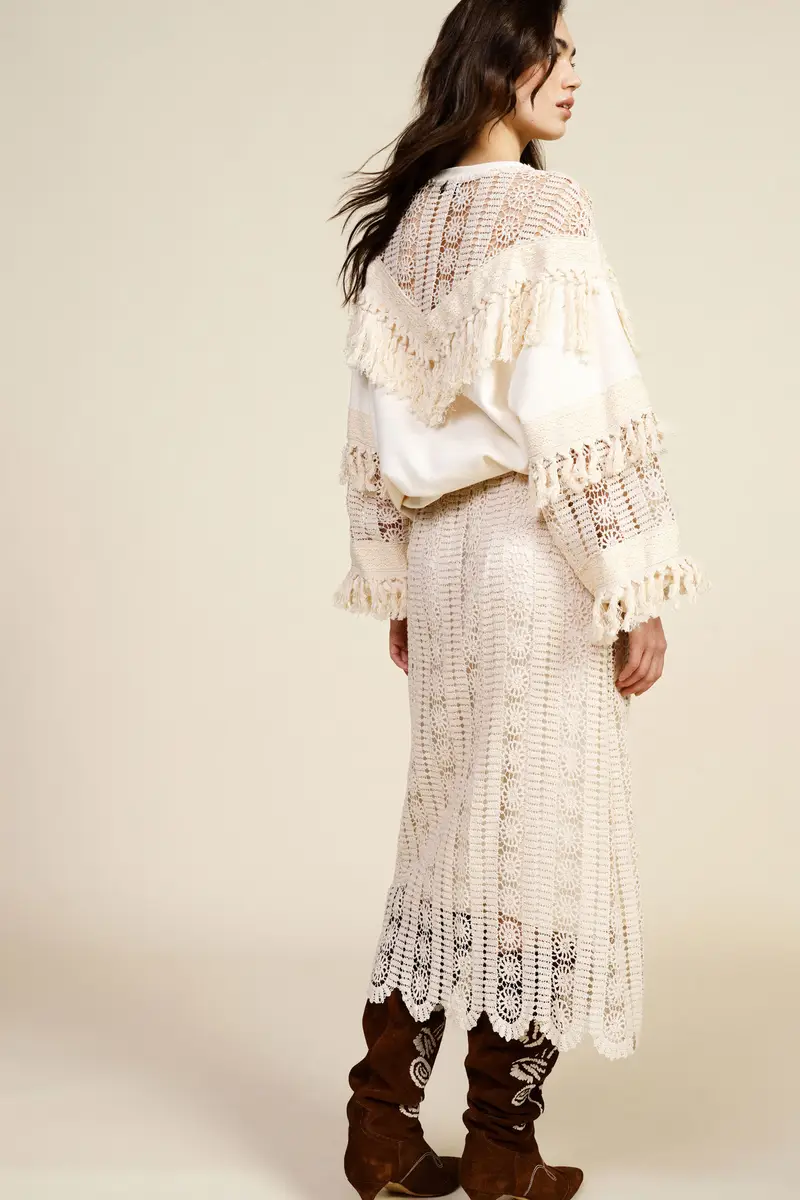 Gonna midi traforata con coulisse in vita miniatura 3