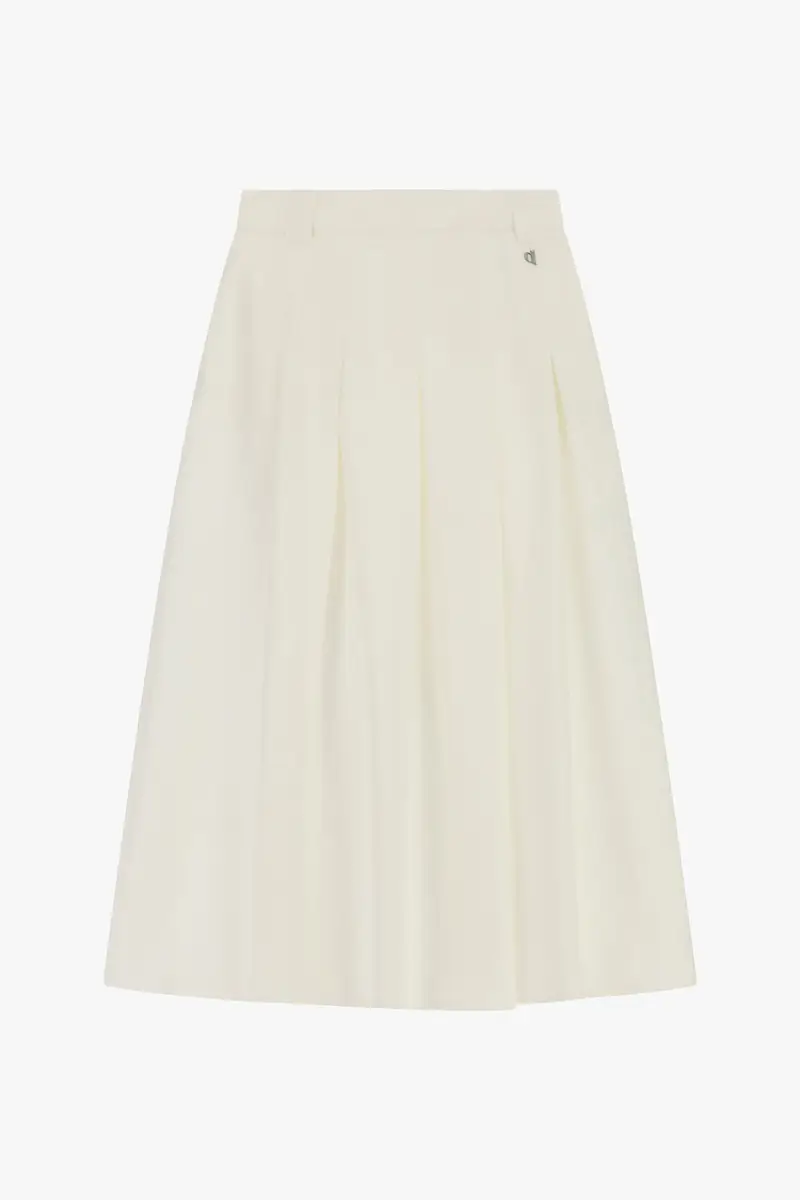 Gonna midi vita alta con pieghe strutturate