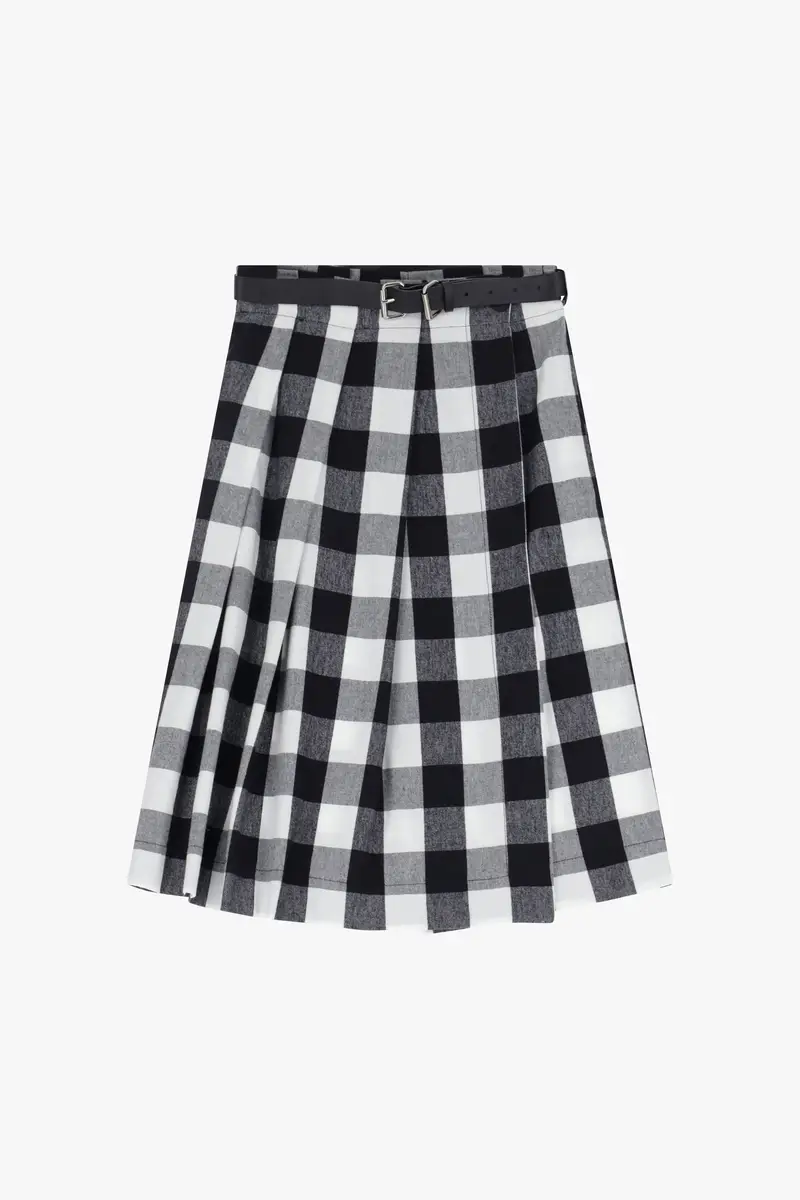 Gonna tartan a pieghe con cintura