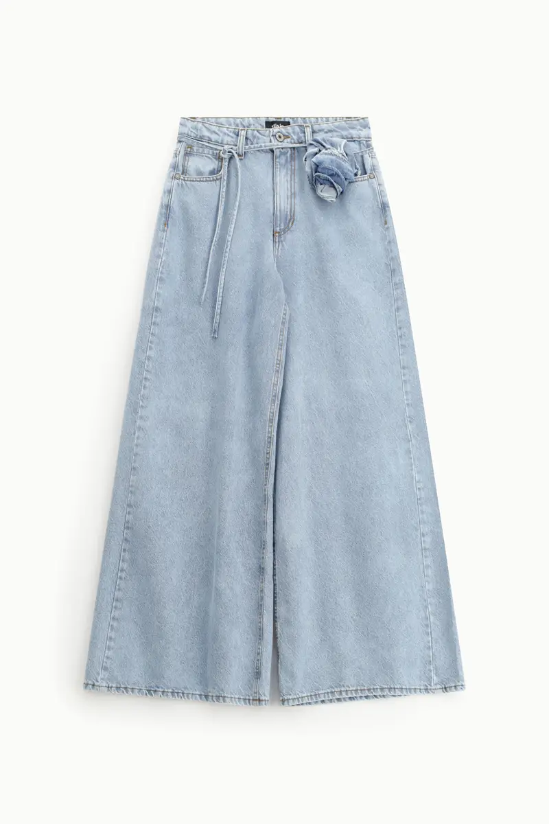 Jeans a gamba ampia con cintura coordinata