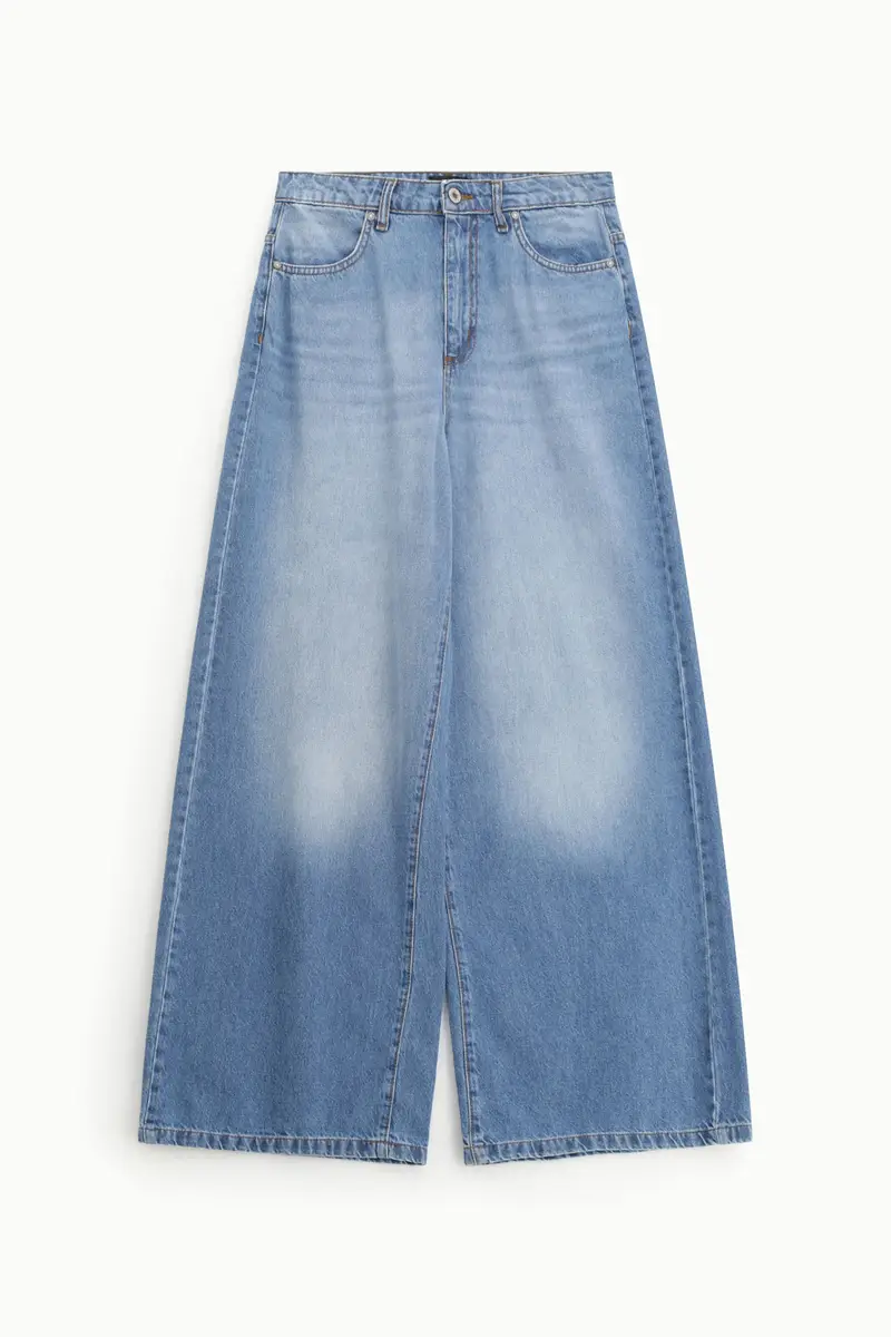 Jeans a gamba ampia vita alta lavaggio sfumato