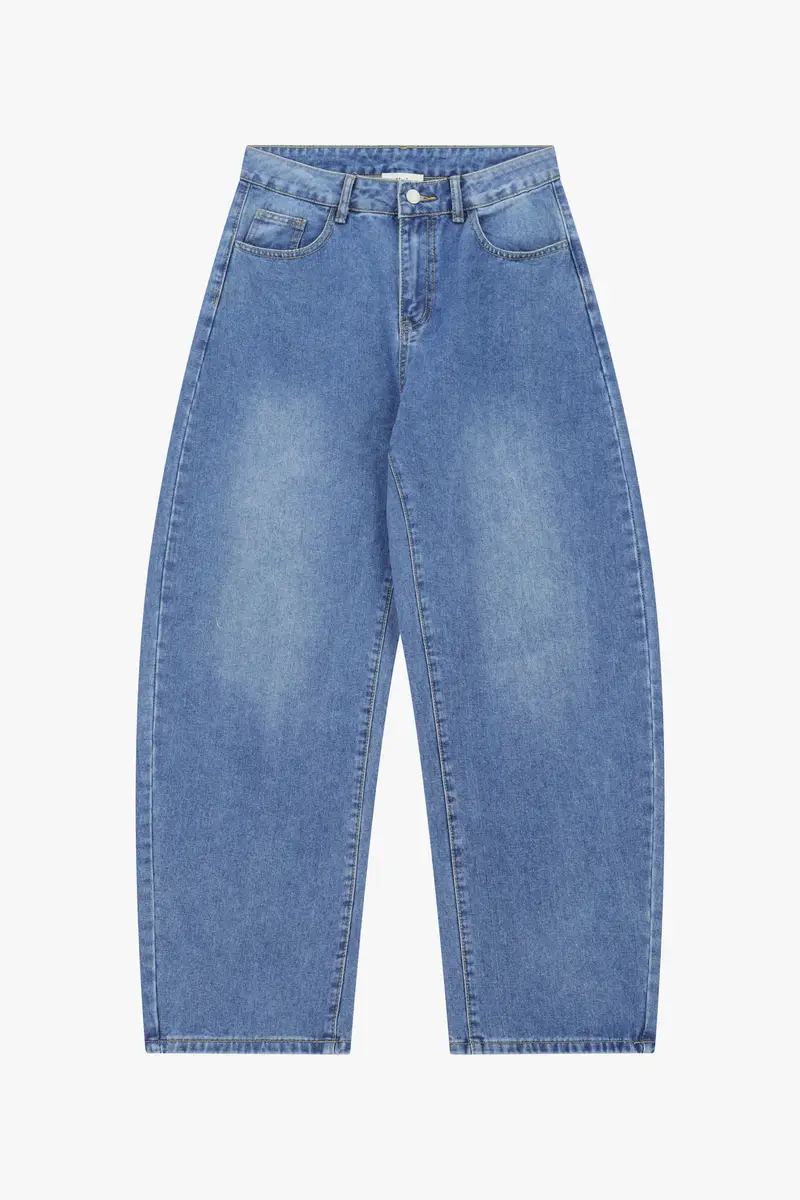 Jeans balloon fit vita alta con passanti