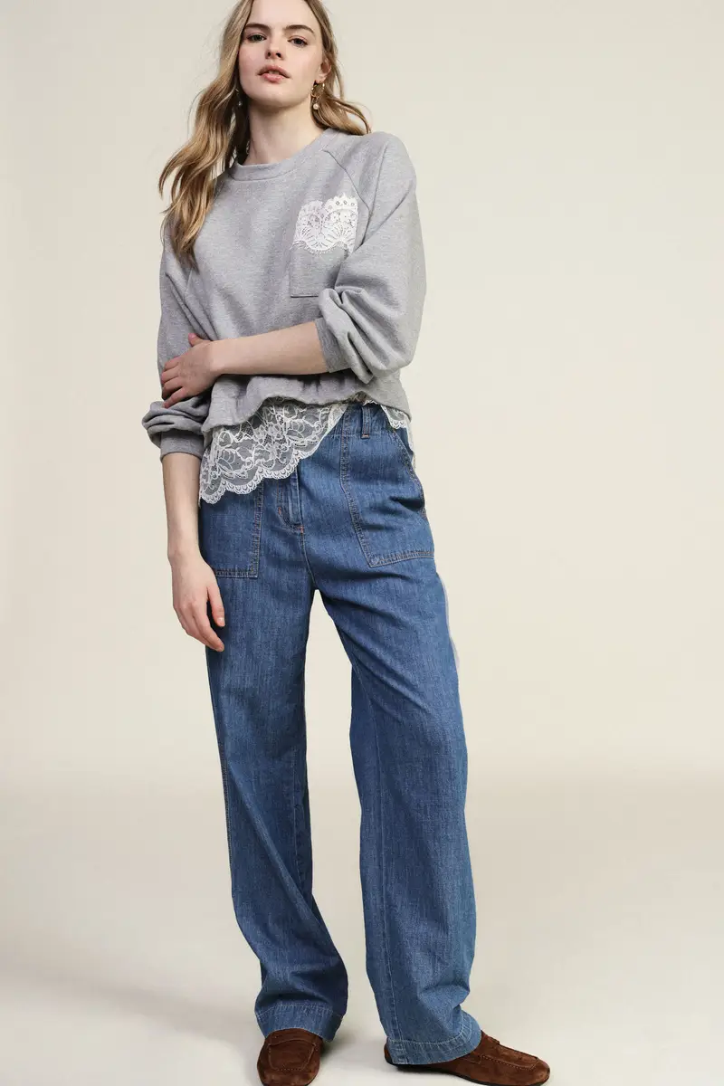 Jeans gamba ampia con tasche applicate miniatura 2