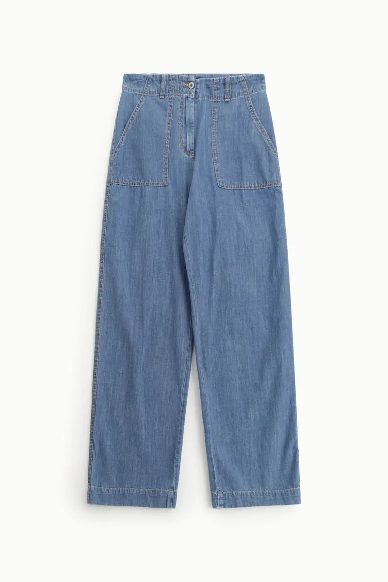 Jeans gamba ampia con tasche applicate