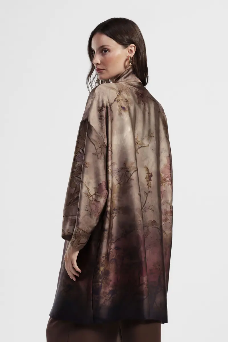 Kimono ampio stampato floreale senza chiusura miniatura 3