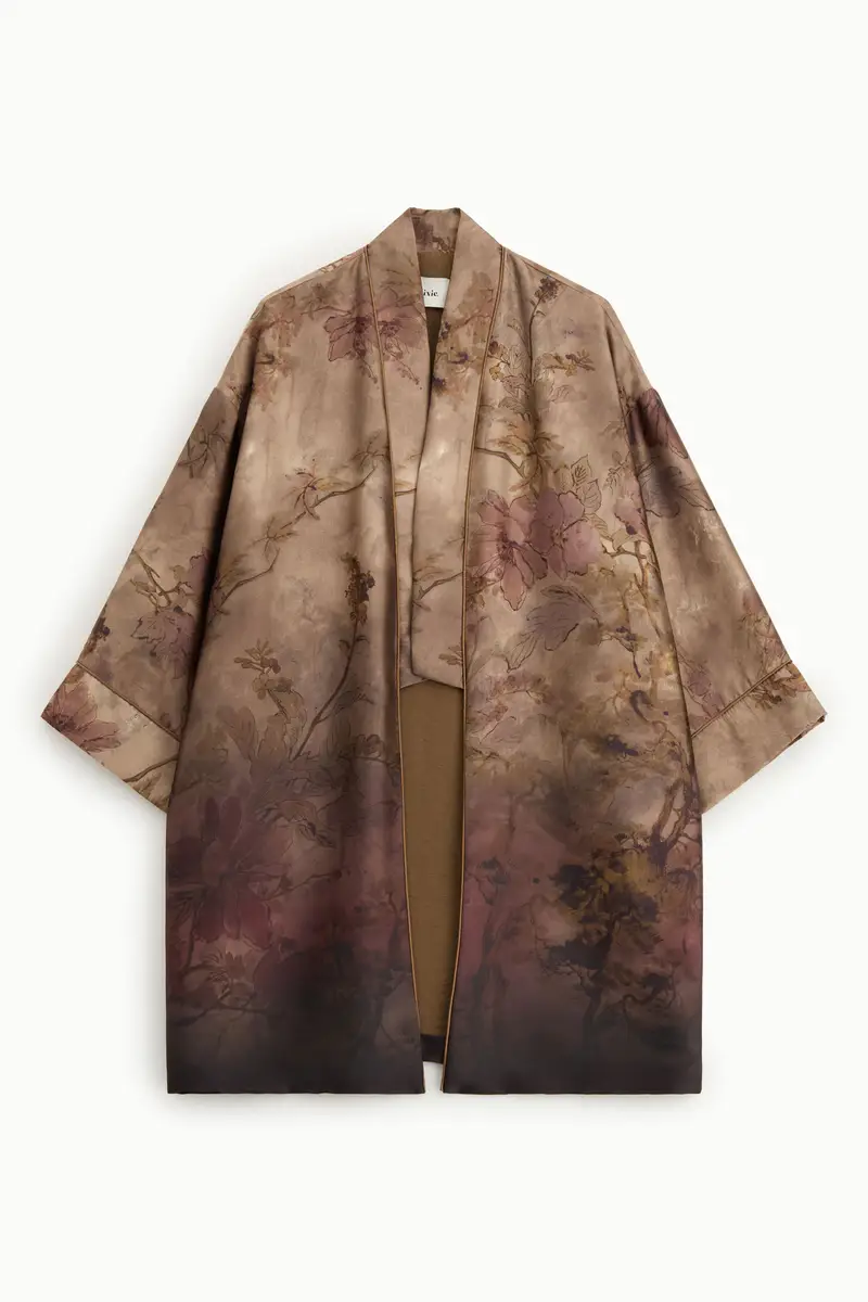 Kimono ampio stampato floreale senza chiusura