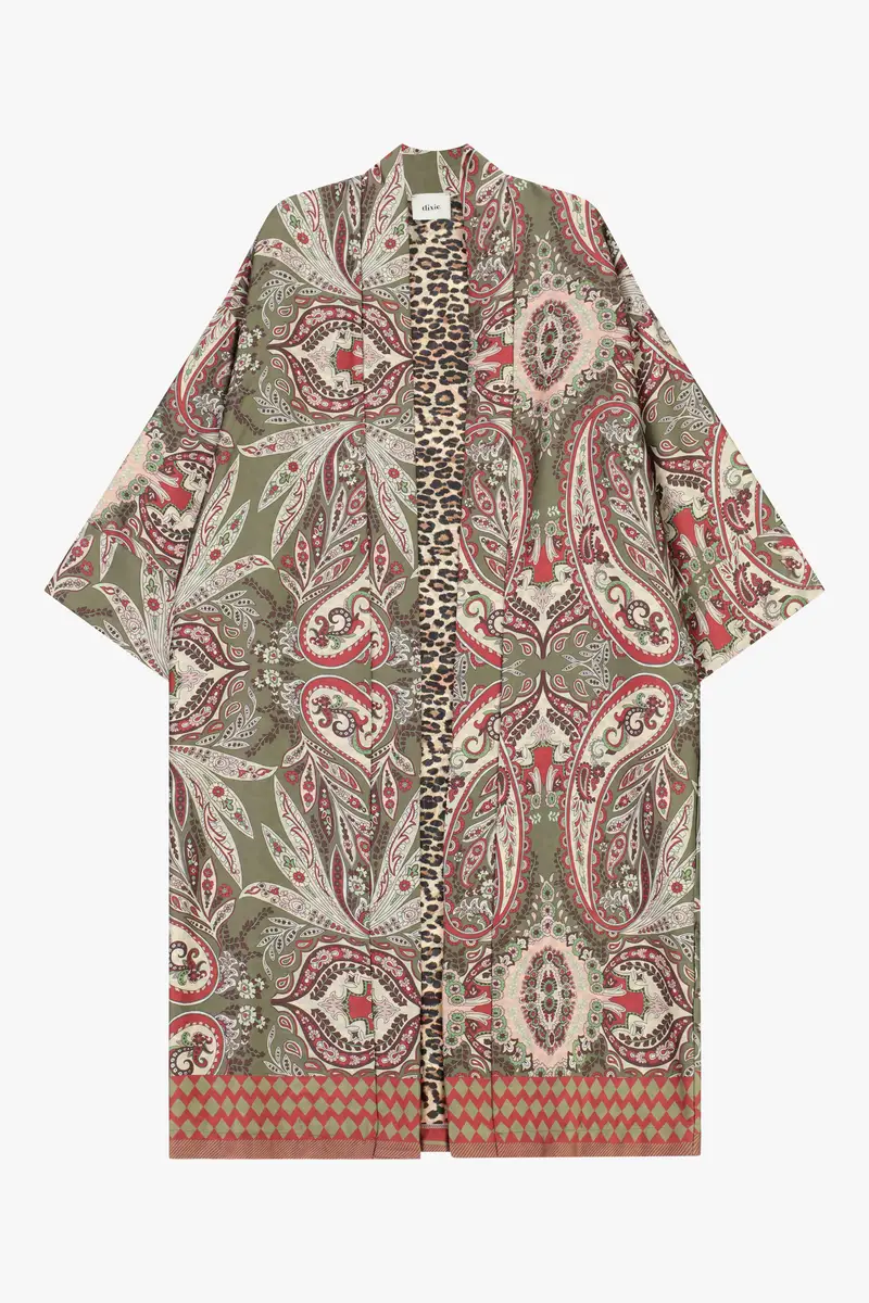 Kimono lungo stampa paisley animalier