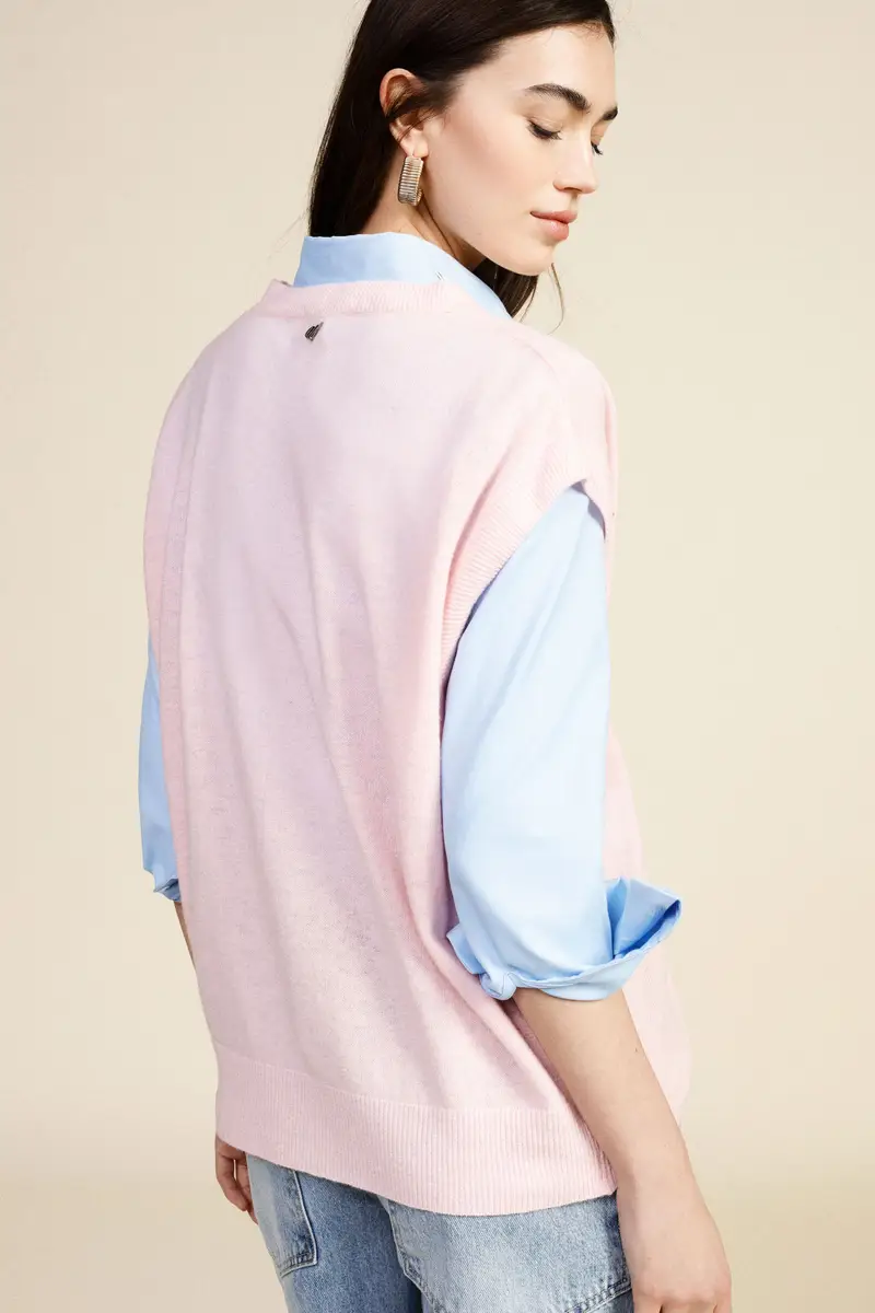 Maglia smanicata scollo a v vestibilità morbida miniatura 3