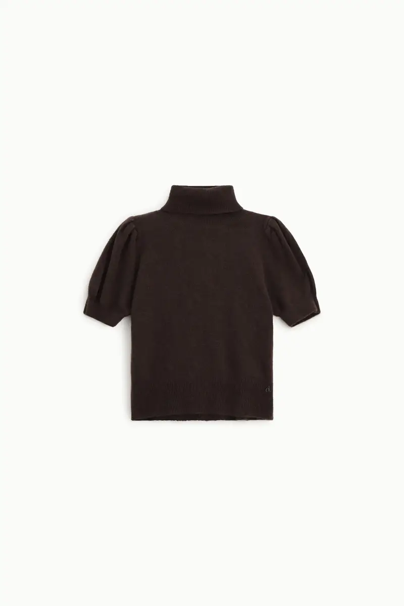 Maglione a collo alto maniche corte a palloncino