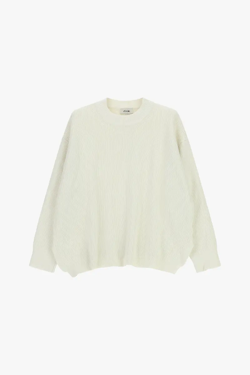 Maglione a coste fit morbido collo giro