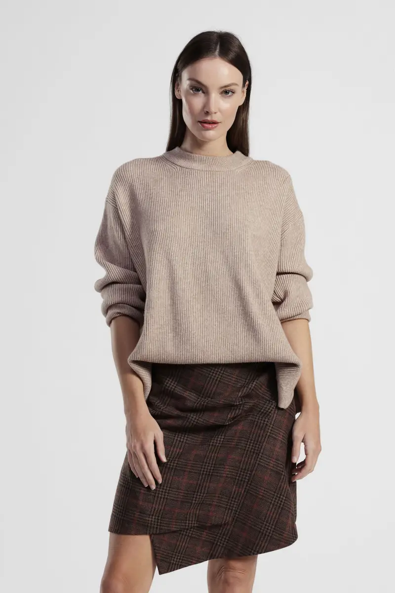 Maglione a coste fit morbido collo giro miniatura 2