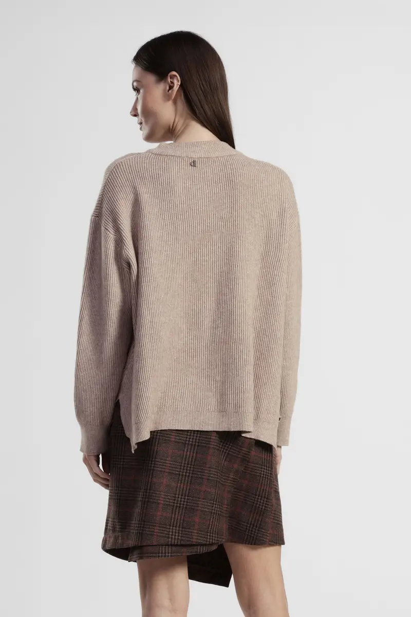 Maglione a coste fit morbido collo giro miniatura 3