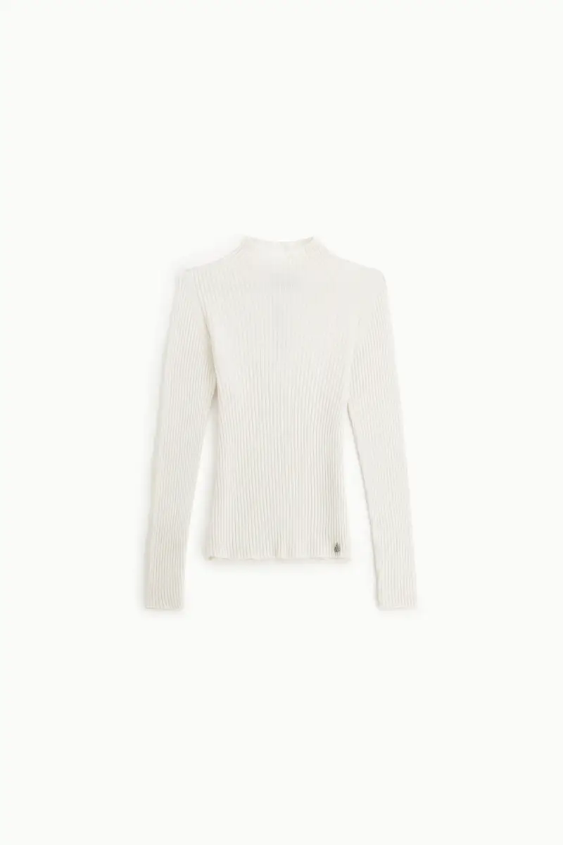 Maglione a coste girocollo manica lunga