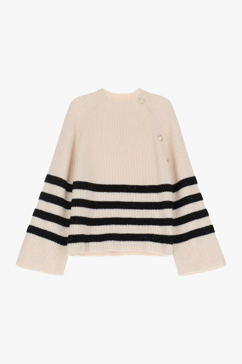 Maglione a righe con bottoni