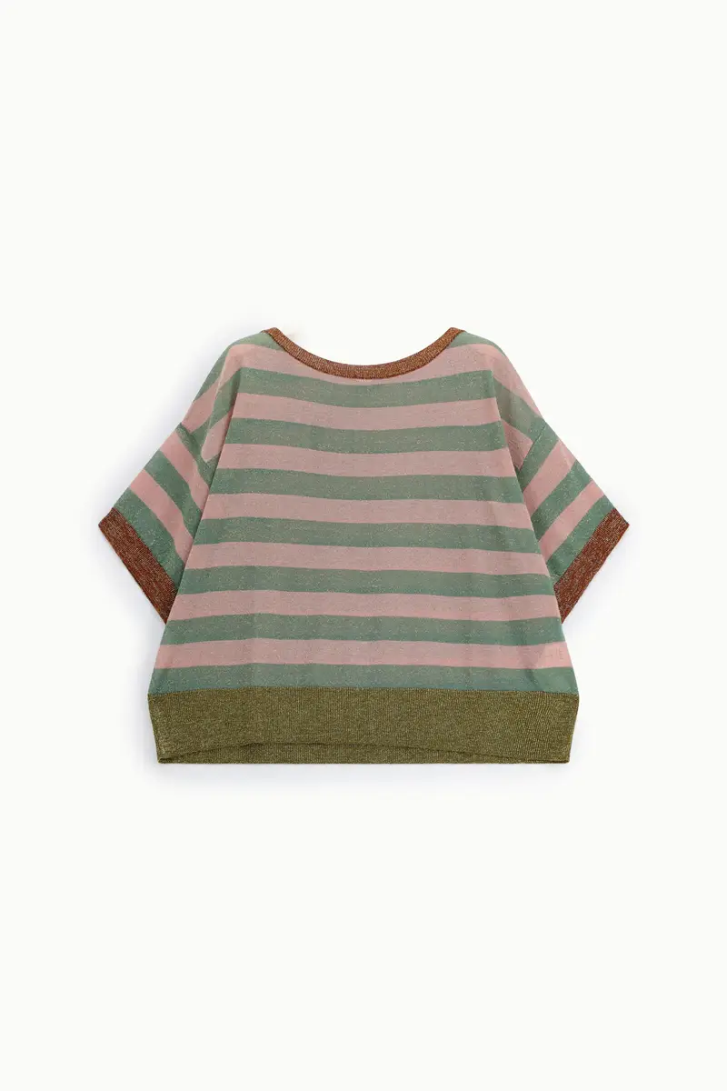 Maglione a righe con maniche corte e scollo barca