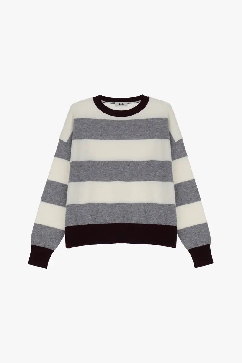 Maglione a righe con maniche lunghe e scollo tondo